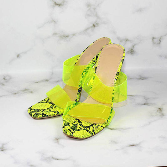 Silver Flat Block High Heel Sandals - Mubimart