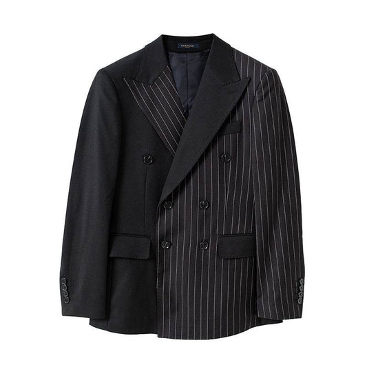 British Striped Double Breasted Suit Men - Mubimart