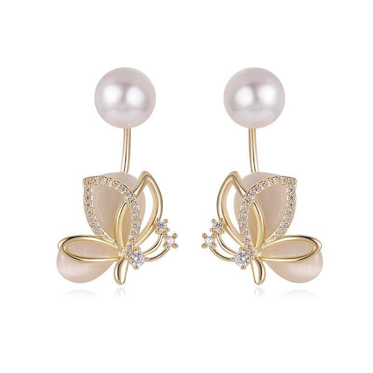 Opal Butterfly Stud Earrings Women - Mubimart