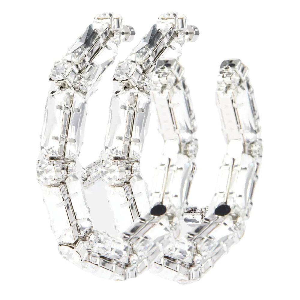 Rhinestone Earrings Personalized Fashion Hoop Exaggerated Earrings Versatile Accessories For Women - Mubimart