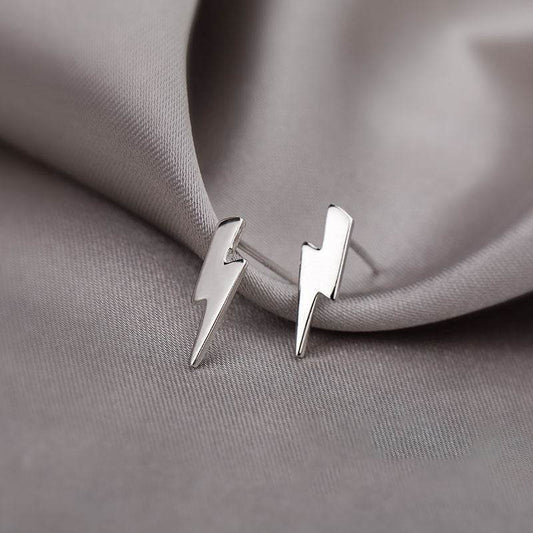 Silver Lightning Stud Earrings For Women - Mubimart