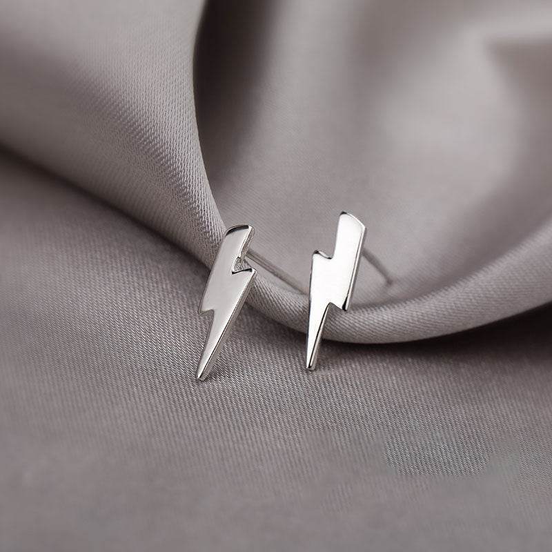 Silver Lightning Stud Earrings For Women - Mubimart