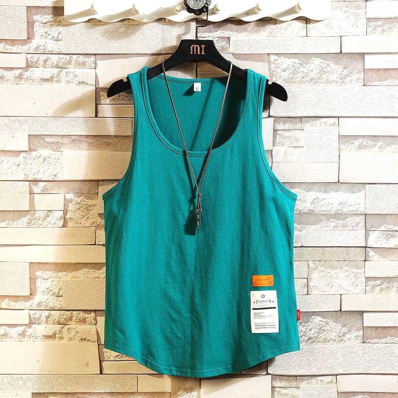 Mens Solid Color Cotton Breathable Loose Casual Tank Tops - Mubimart