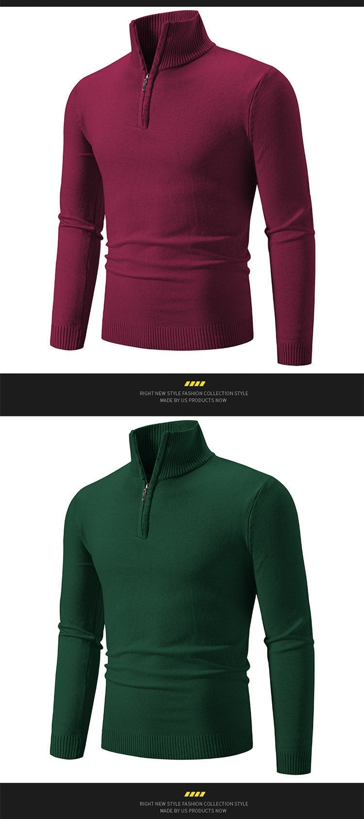 Zip-up Turtleneck Pullover Heren Lange Mouw Trui