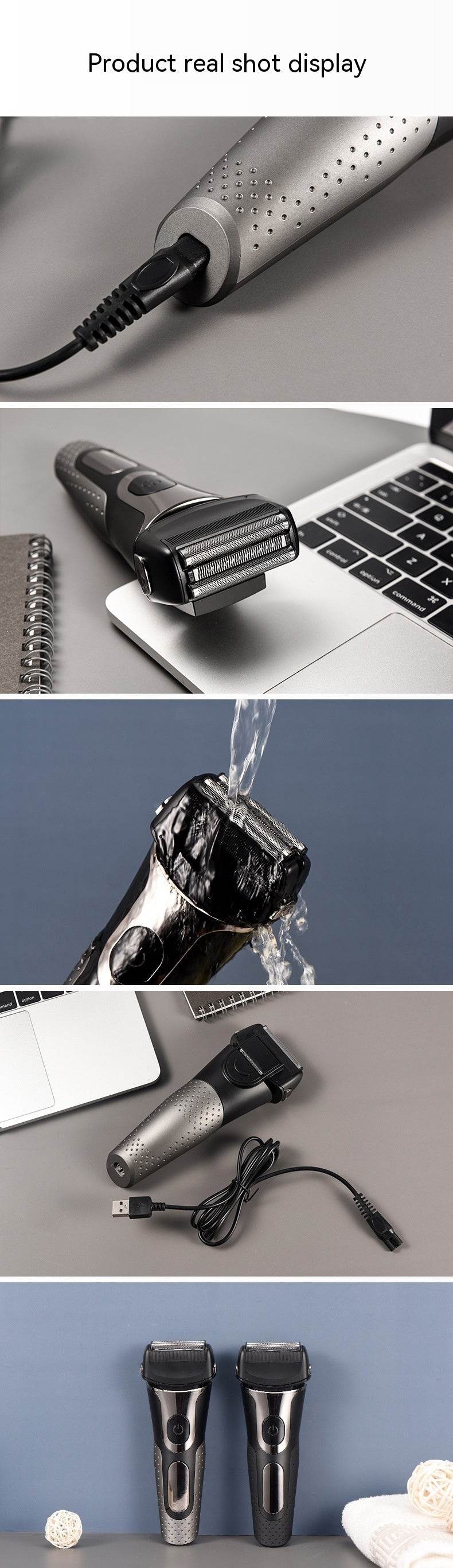 Reciprocating Three-bit Floating Shaver LED Display Rechargeable Men - Mubimart