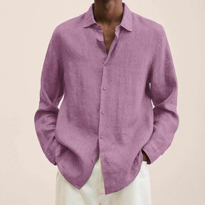 Long Sleeve Lapel Shirt Men's Loose Button Cardigan Sshirt Top Mens Clothing - Mubimart