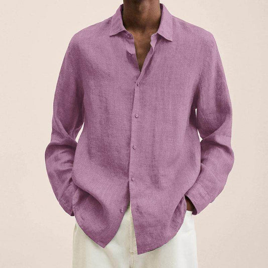 Long Sleeve Lapel Shirt Men's Loose Button Cardigan Sshirt Top Mens Clothing - Mubimart