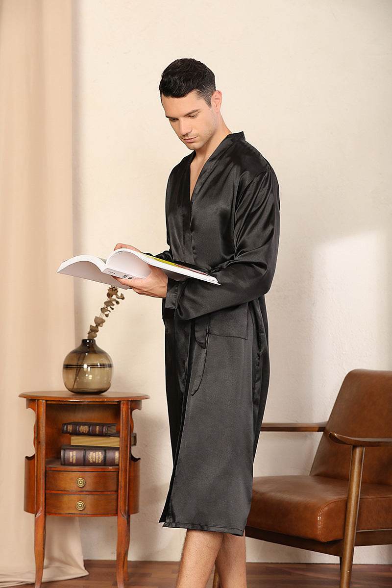 Men's Robe Ultra-thin Cardigan Nightgown Loose Plus Size - Mubimart