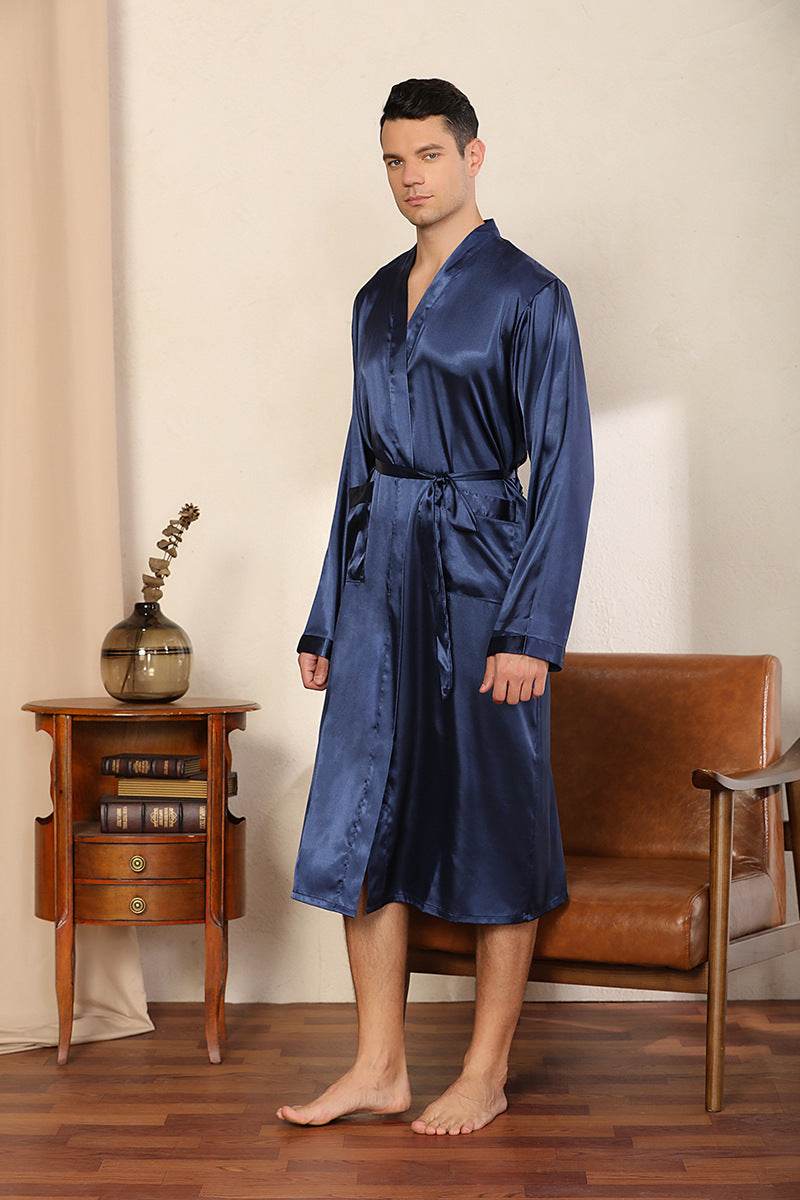 Men's Robe Ultra-thin Cardigan Nightgown Loose Plus Size - Mubimart