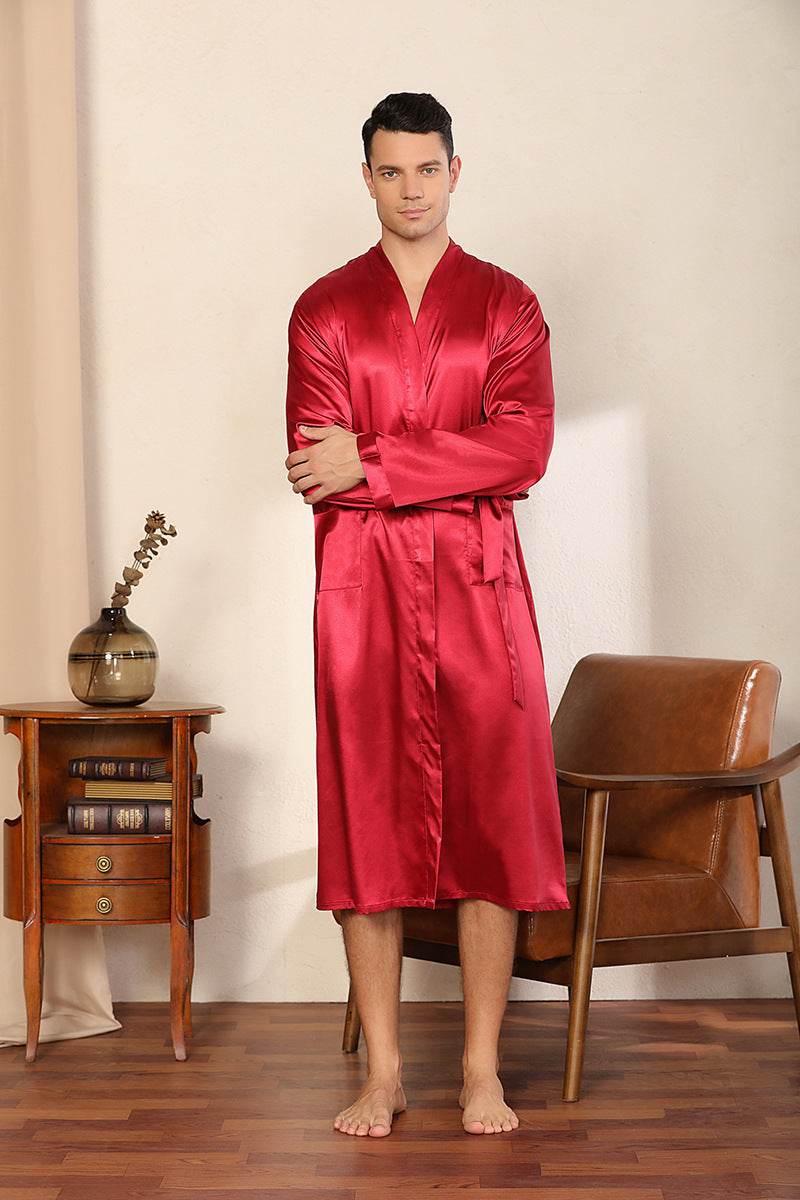 Men's Robe Ultra-thin Cardigan Nightgown Loose Plus Size - Mubimart
