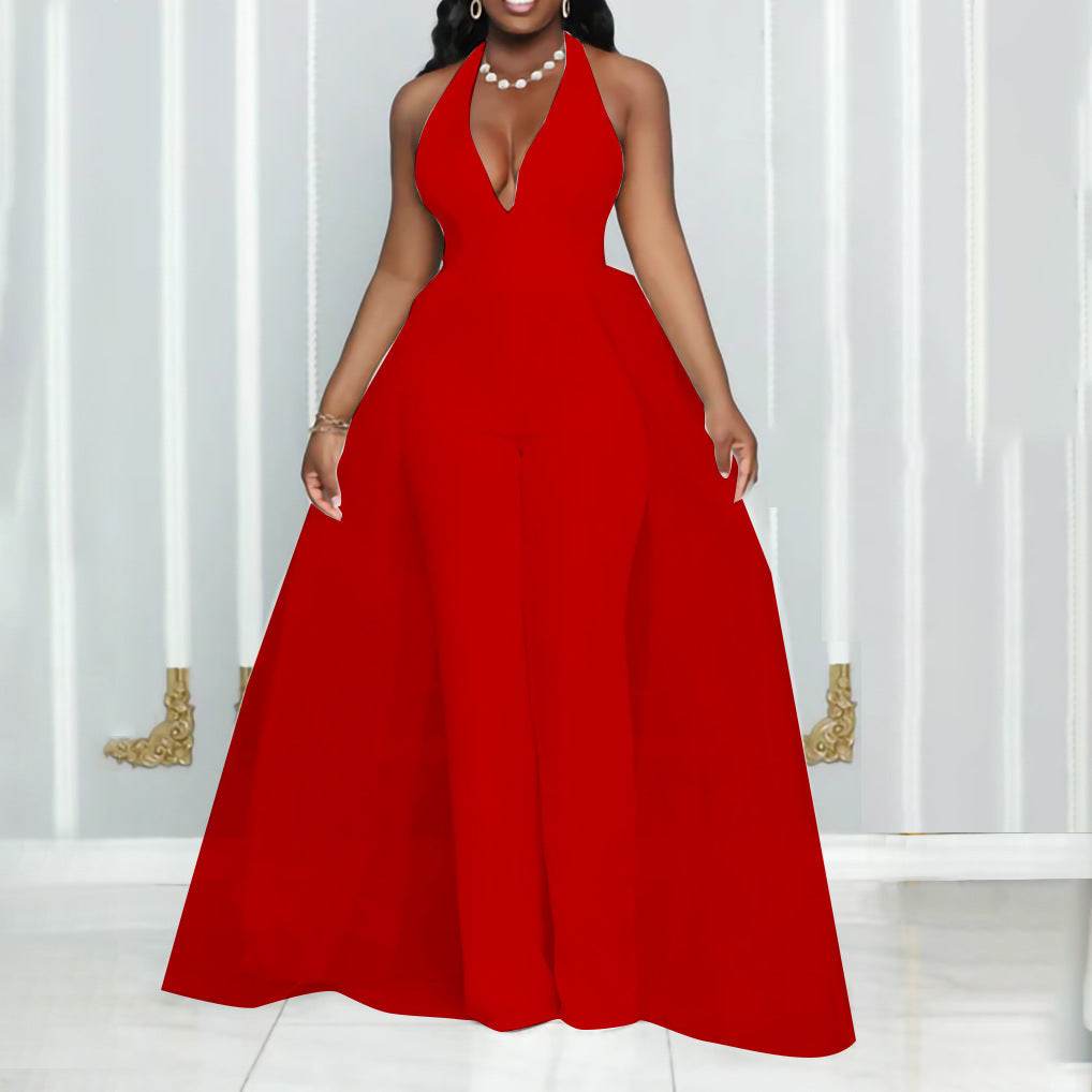Mesh Stitching Fashion Plus Size European And American Jumpsuit - Mubimart