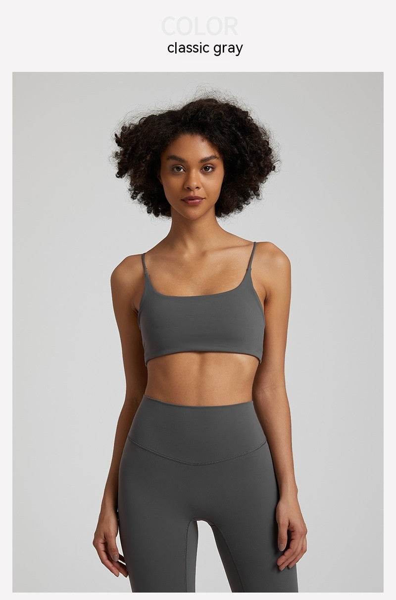 Candy Color Nude Feel Workout Bra Sports Quick-drying Workout Top - Mubimart