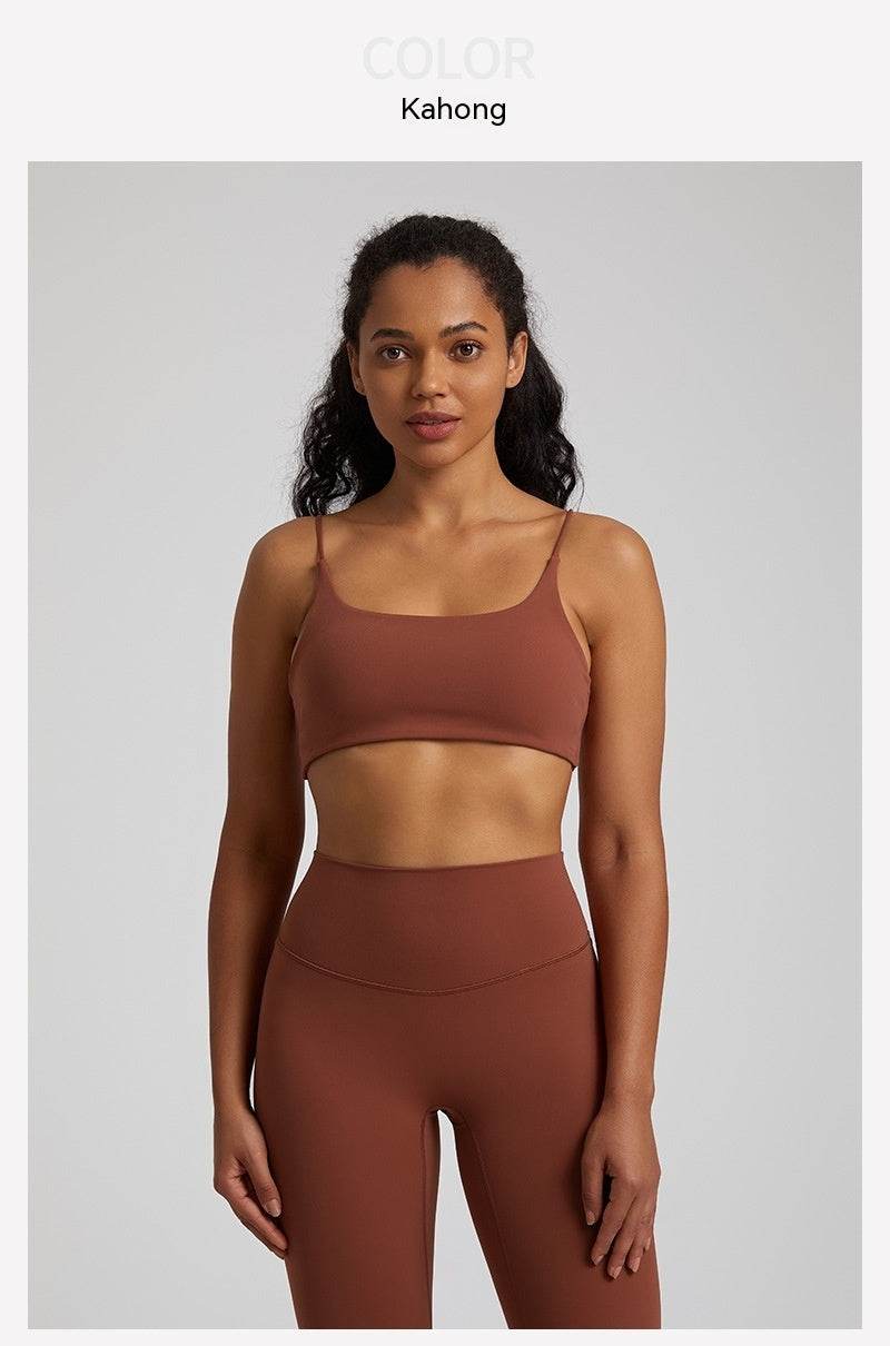 Candy Color Nude Feel Workout Bra Sports Quick-drying Workout Top - Mubimart
