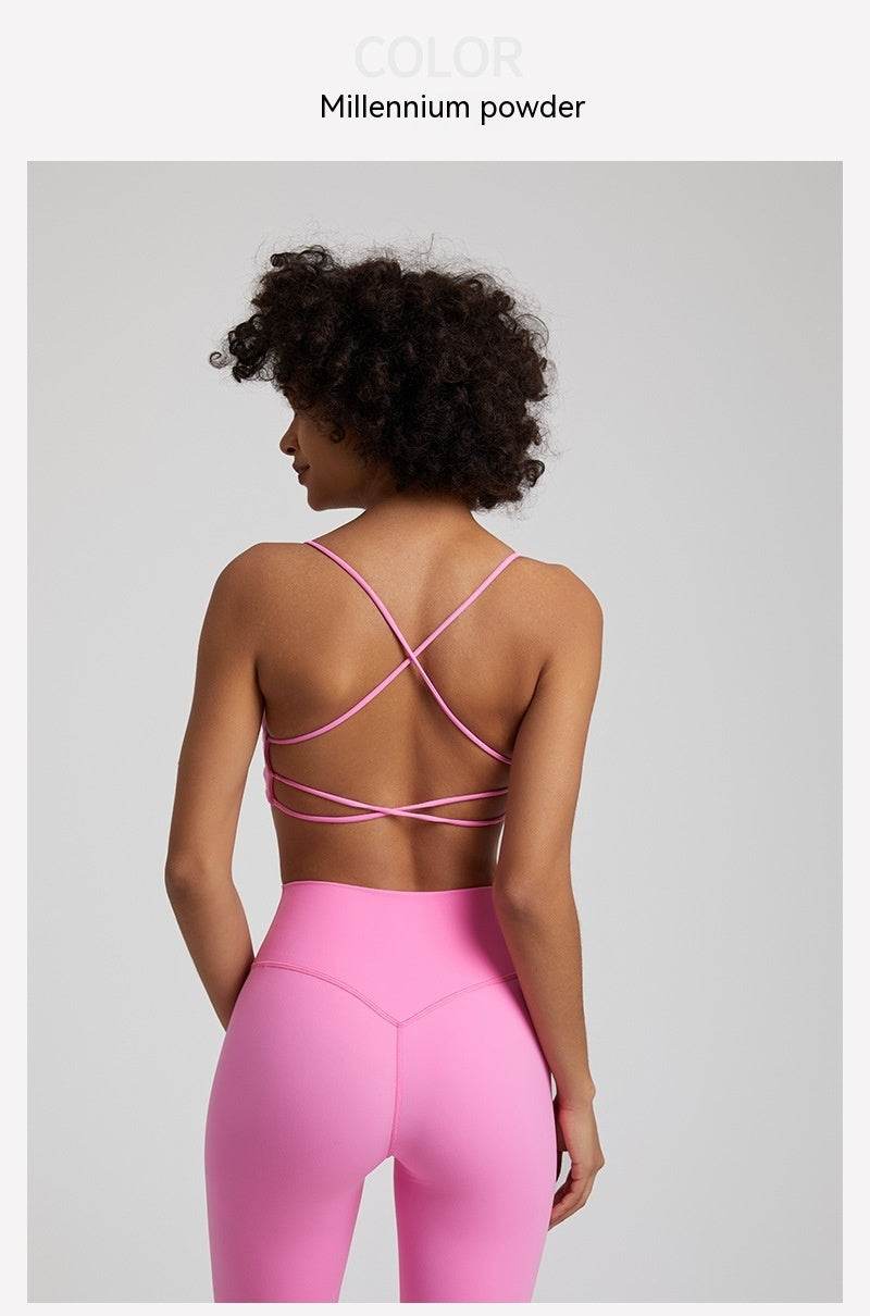 Candy Color Nude Feel Workout Bra Sports Quick-drying Workout Top - Mubimart