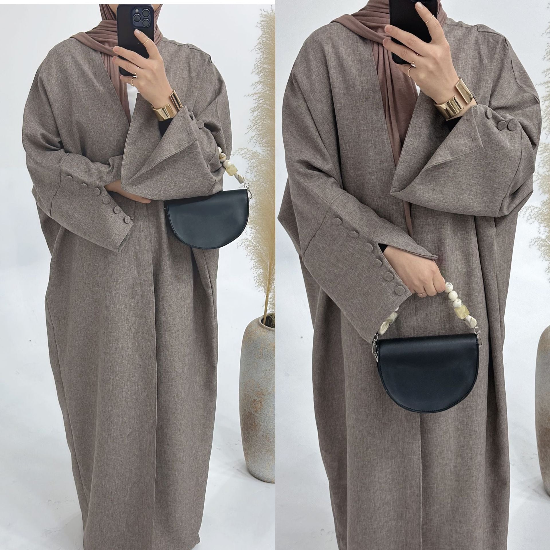 Dubai Middle East Turkey Loose Plus Size Elegant Cardigan Robe - Mubimart -  