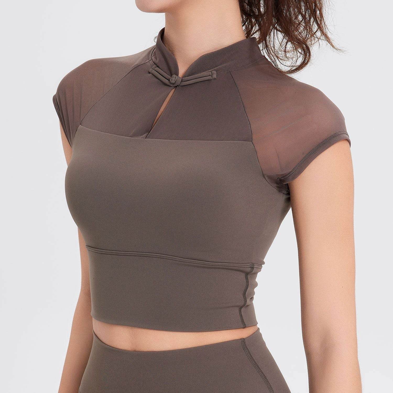 Quick-dry Casual T-shirt Slim-fit Yoga Wear Workout Top - Mubimart