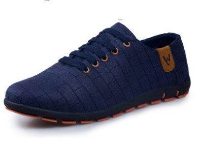 Mens Casual Fashion Low Lace-up Canvas Shoes Flats - Mubimart