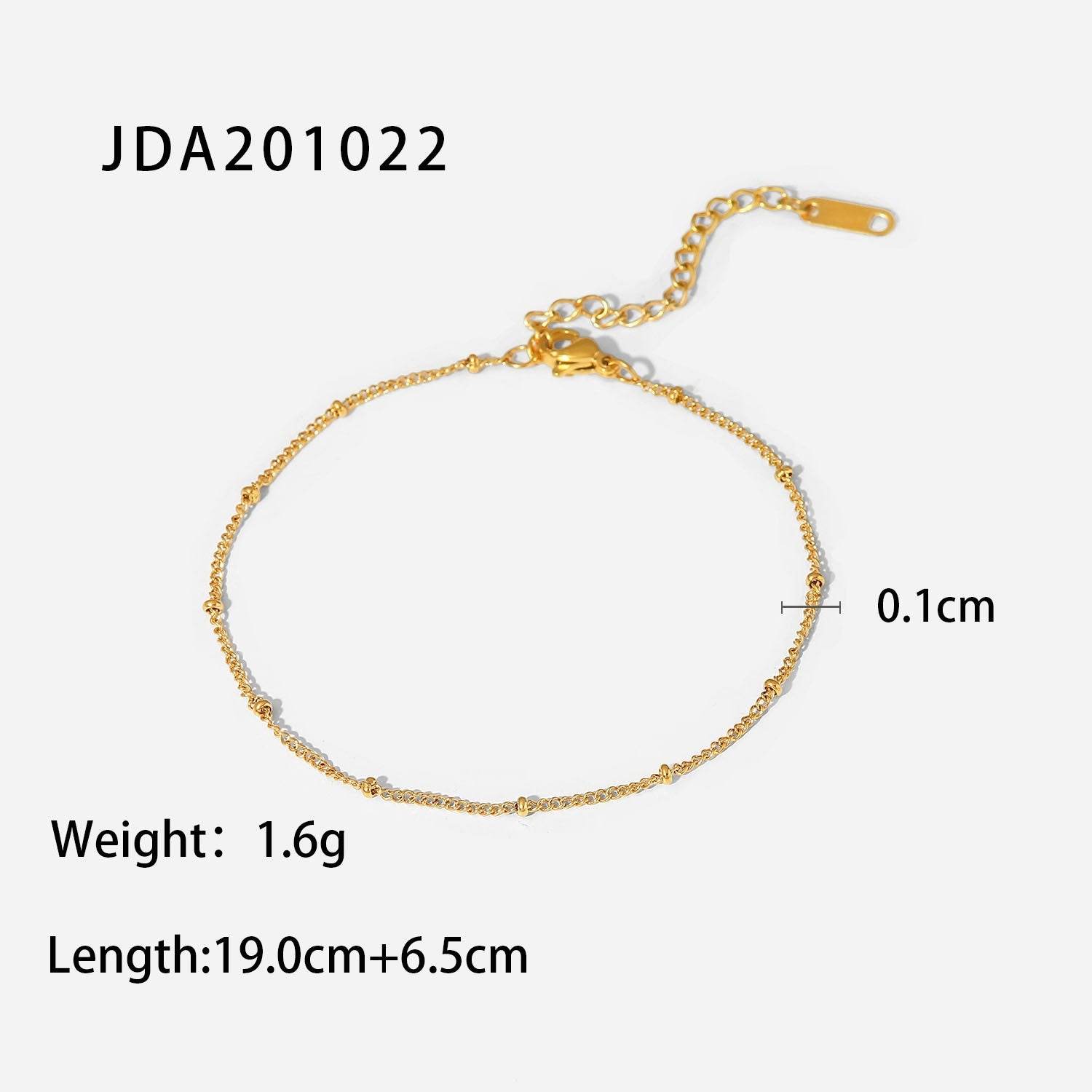 18K Gold Fine Classic Ball Bead Chain Stainless Steel Anklets - Mubimart
