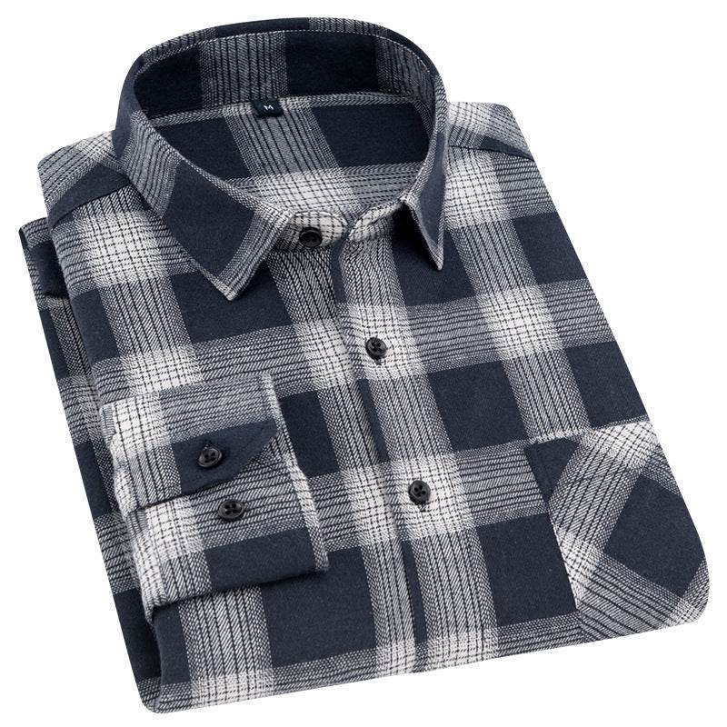 Men's Casual Flannel Long-sleeved Shirt - Mubimart