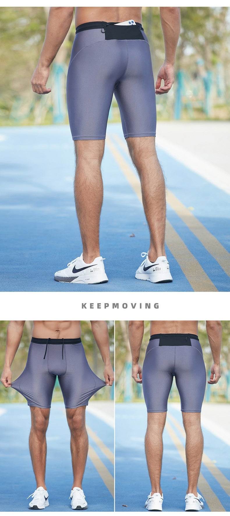 Sports Workout Elastic Men's High Waist Hip Lift Shorts - Mubimart