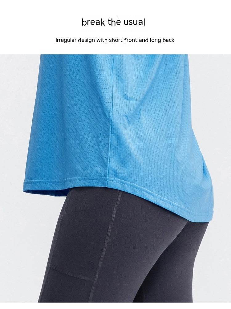 Women's Yoga Workout Blouse Loose Running Top Quick-dry Vest - Mubimart