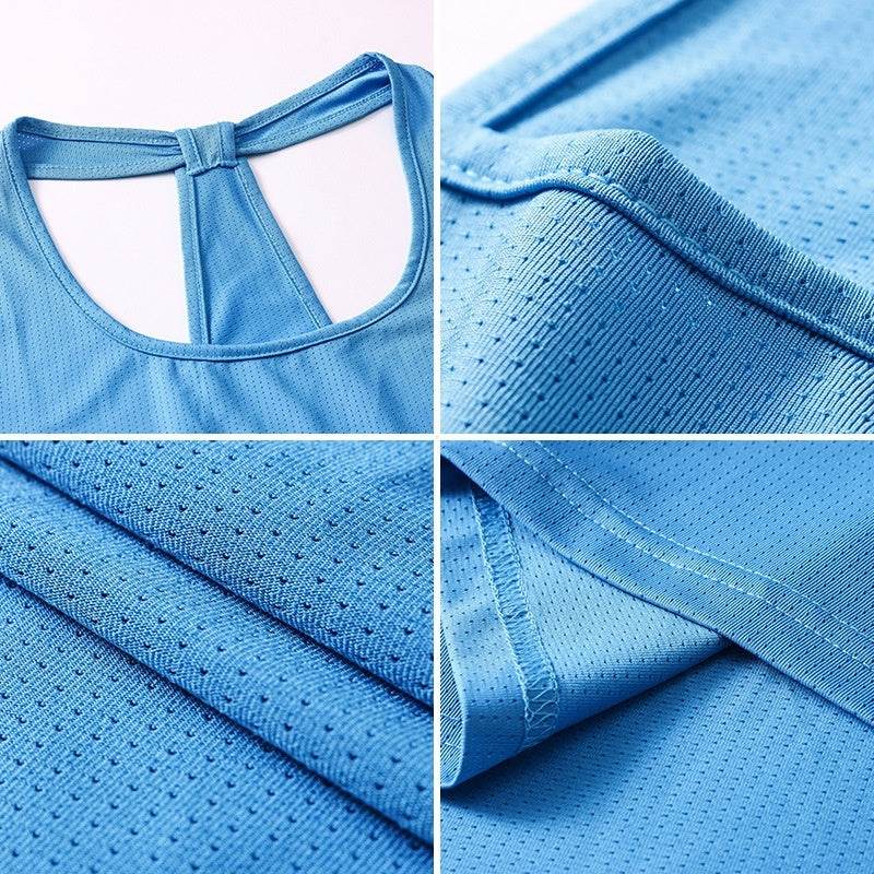 Women's Yoga Workout Blouse Loose Running Top Quick-dry Vest - Mubimart