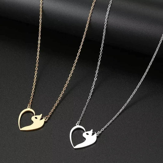 Women's Fashion Jewelry Stainless Steel Necklaces Heart Cat Hollow Pendant Choker Clavicle Chain Charm Fashion Necklaces For Women Jewelry Girls Gifts - Mubimart