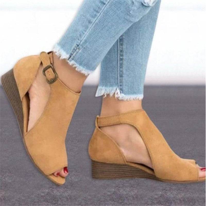 Roman Wedge Heel Sandals - Mubimart