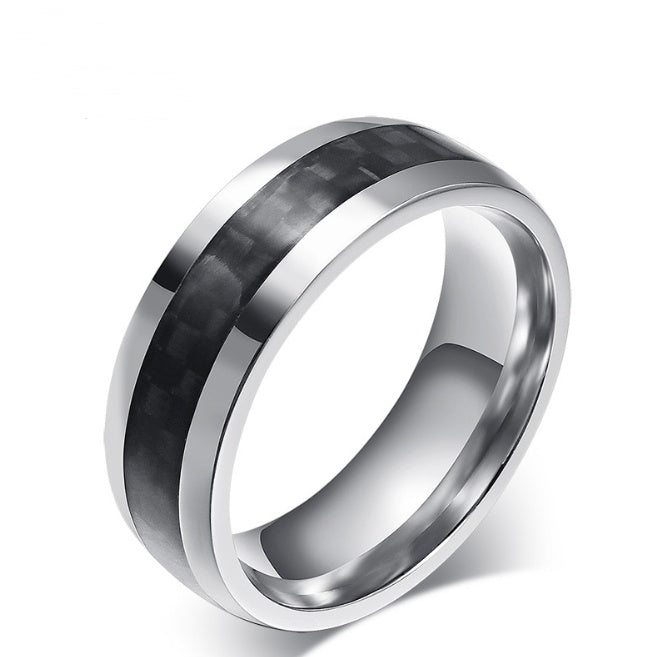 Schwarz Carbon Fiber Inlay männer Hochzeit Marke Ring Edelstahl Schmuck Dropshopping 8mm