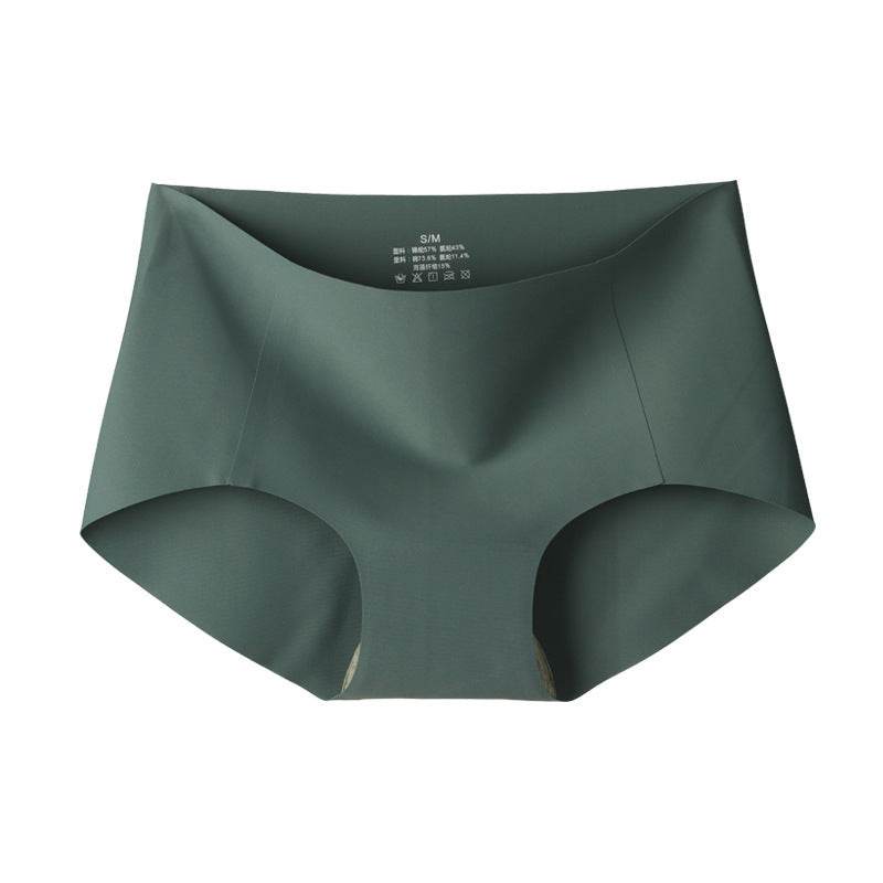 Women's Thin Mid-waist High-waist Plain Muscle Magic Seamless Panties - Mubimart