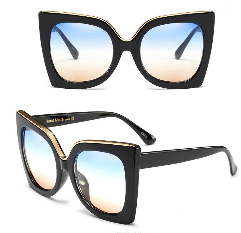 Women's Vintage Cat Eye Sunglasses Women Gradient Lens Sunglasses Glasses - Mubimart