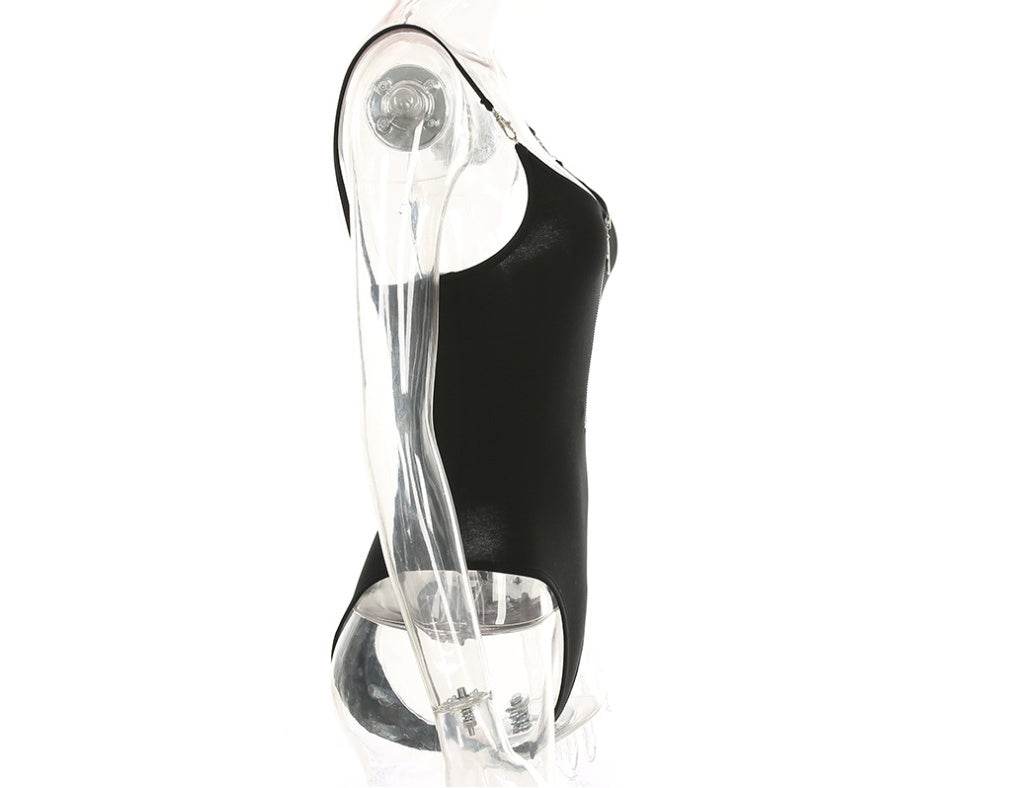 ZIPPER HOOKS BODYSUIT - Mubimart
