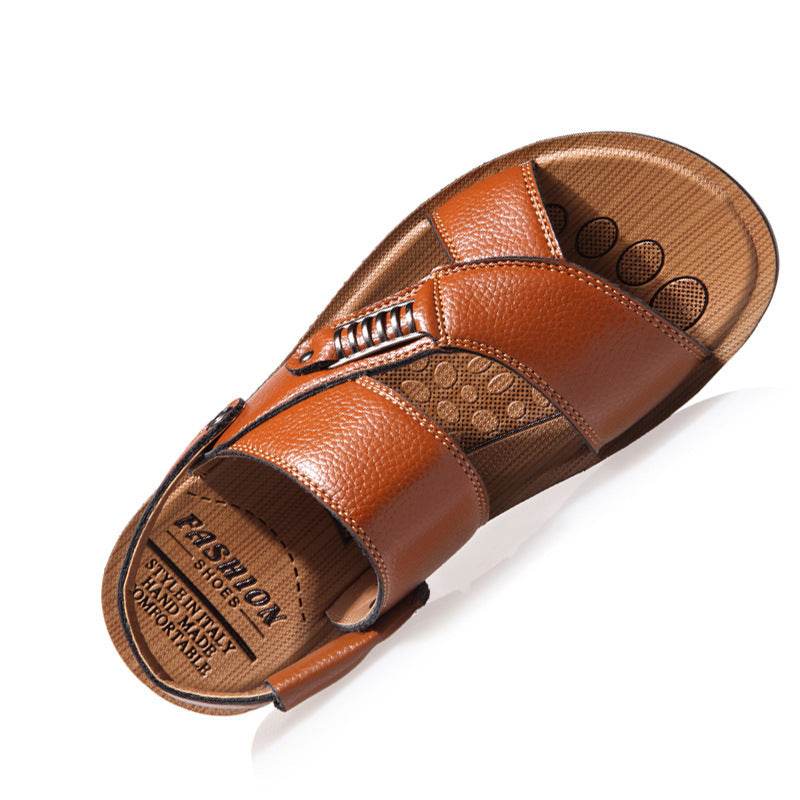 Men's sandals leather beach shoes - Mubimart