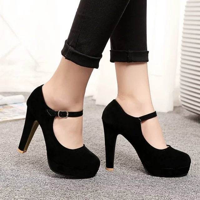 Work shoes buckle Mary Jane shoes - Mubimart