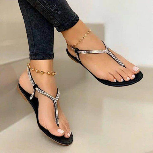 Rhinestone flip flops - Mubimart
