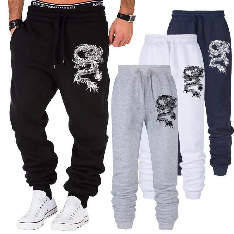 Men's Fashion Casual Dragon Jogger Pants - Mubimart