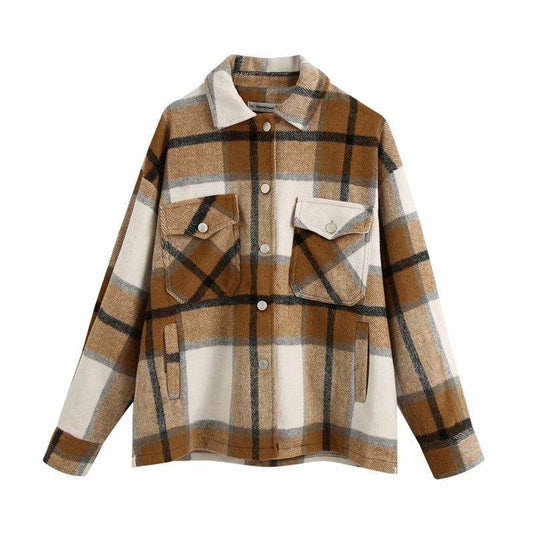 Woolen shirt jacket - Mubimart