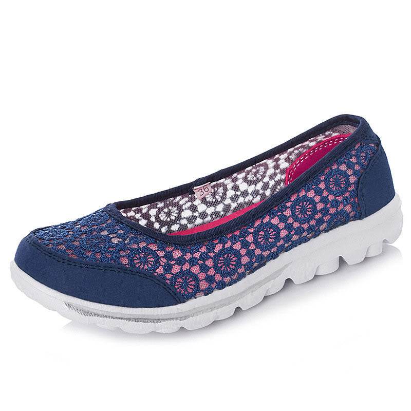 Plus size breathable beanie lace flats for women - Mubimart