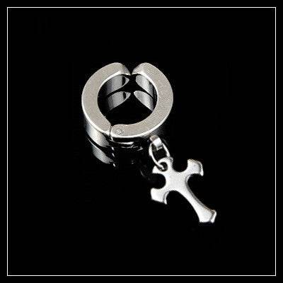 Tassel Black Earrings Without Pierced Cross Wolf Men And Women Tide Earrings - Mubimart