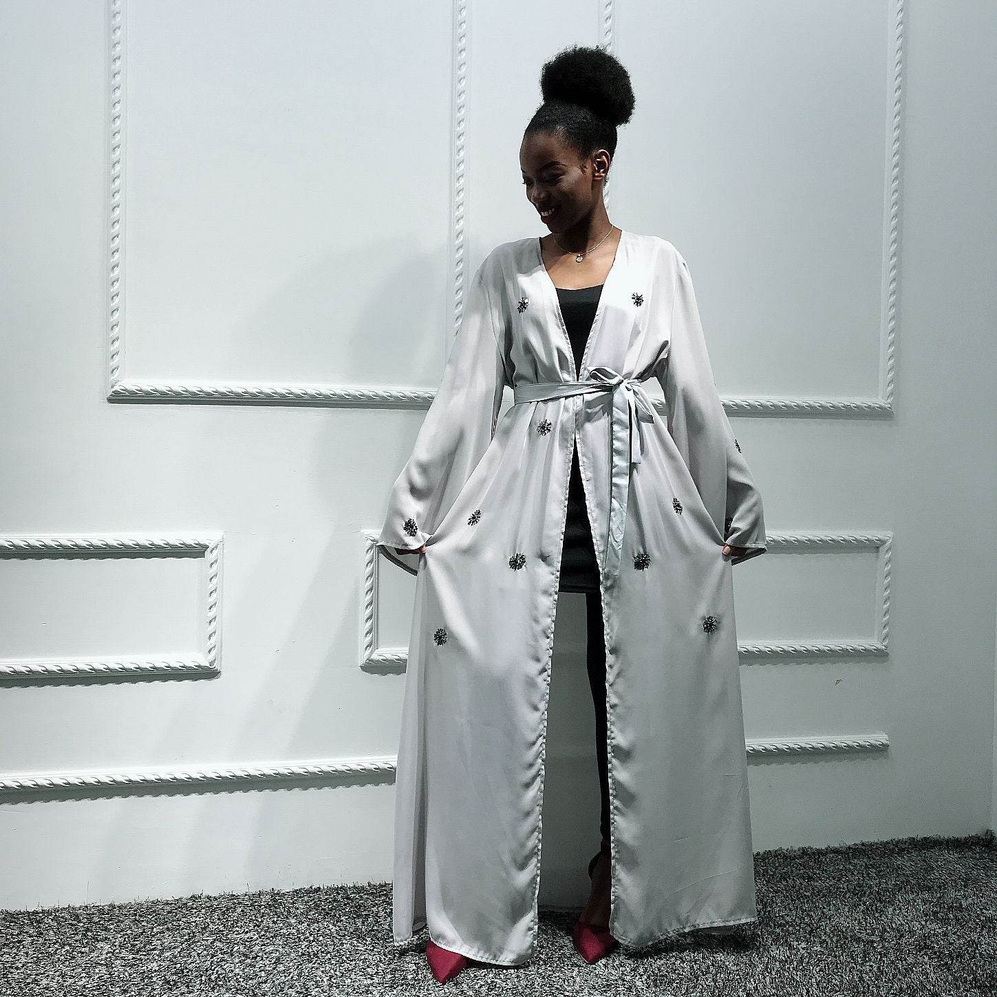 Handmade embroidered cardigan nightgown - Mubimart