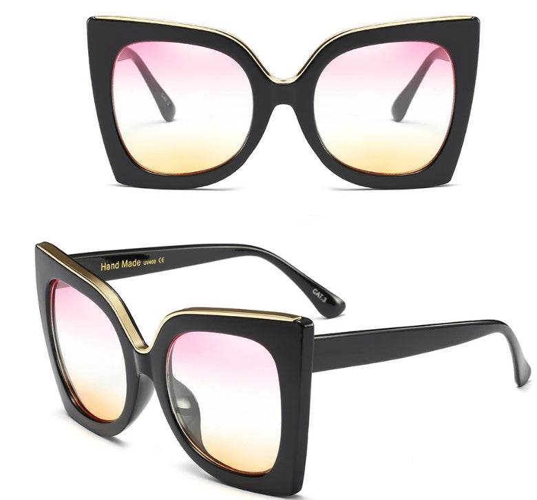 Women's Vintage Cat Eye Sunglasses Women Gradient Lens Sunglasses Glasses - Mubimart