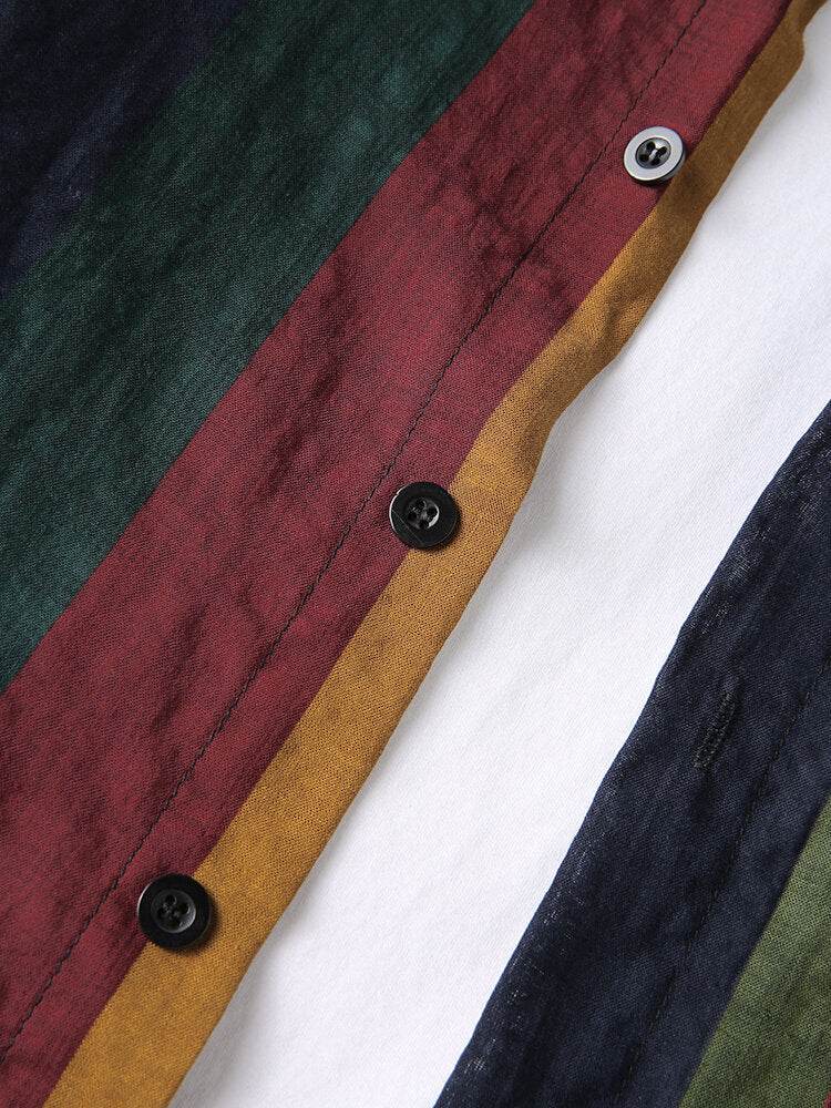 Linen contrast striped shirt - Mubimart