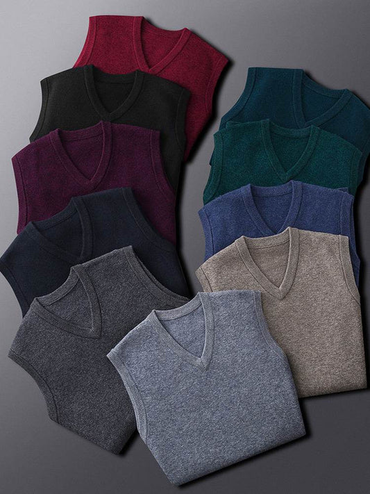 Fashion Cashmere Vest Men's Sleeveless Sweater - Mubimart