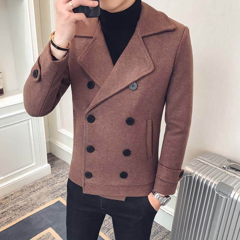 Casual woolen trench coat - Mubimart