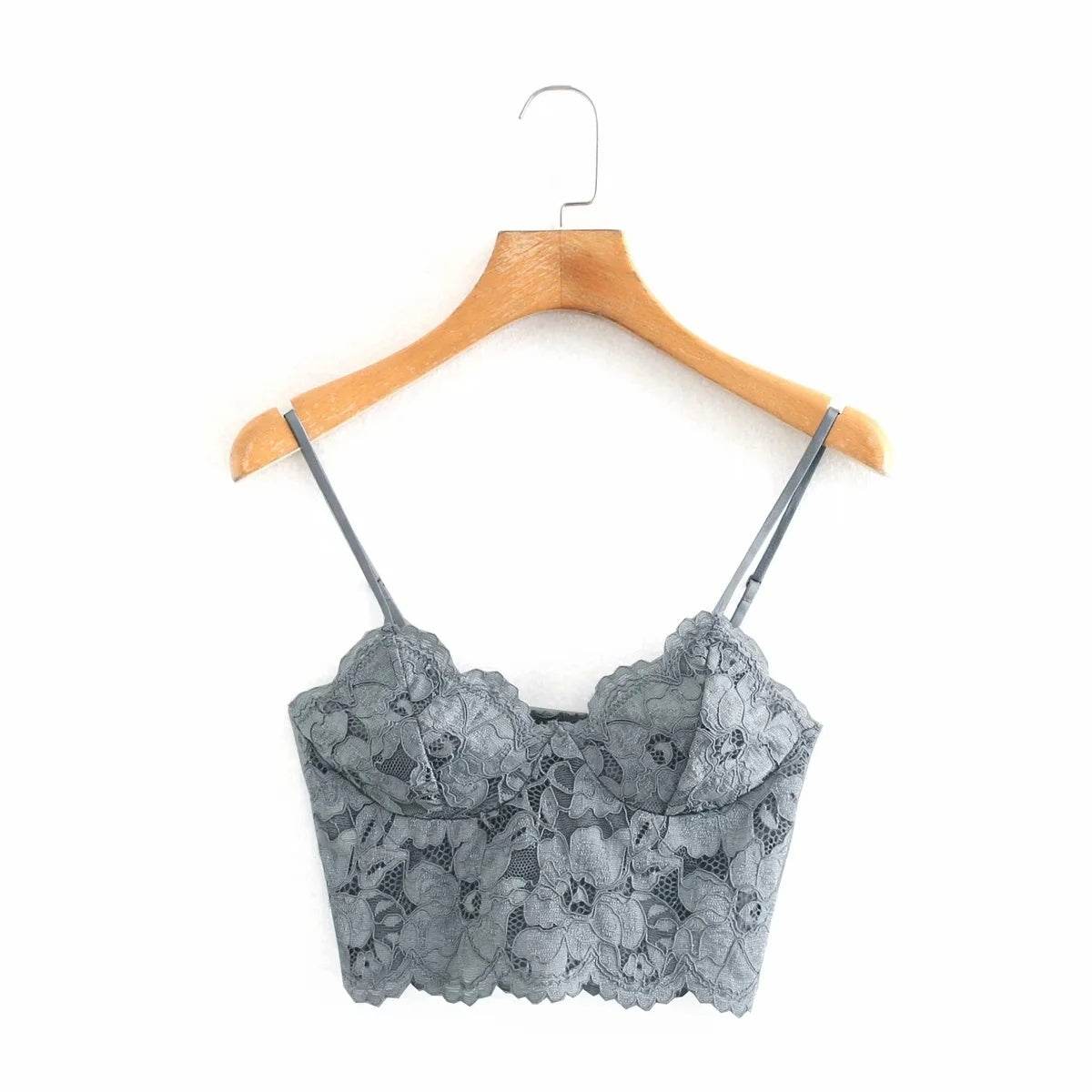 Lace underwear top with camisole - Mubimart