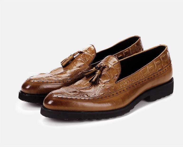 Men's dress shoes tassels Brock carved shoes - Mubimart
