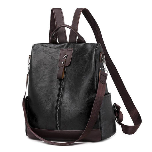 Anti-theft soft leather backpack women - Mubimart
