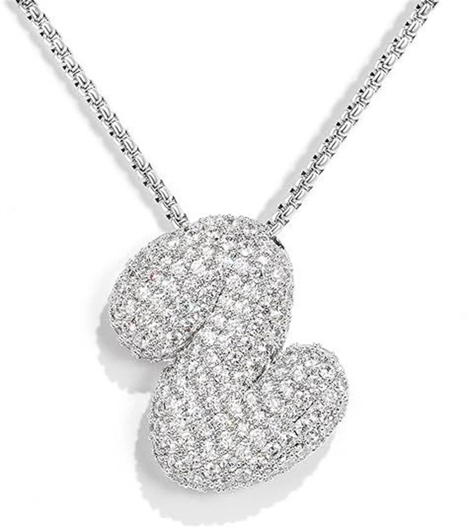Brass Zircon Balloon English Letter Necklace - Mubimart