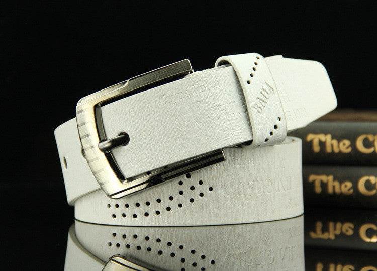 Pin buckle belt men's belt retro hollow casual belt - Mubimart