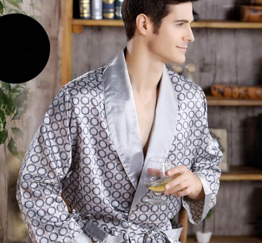 Men's silk nightgown summer - Mubimart
